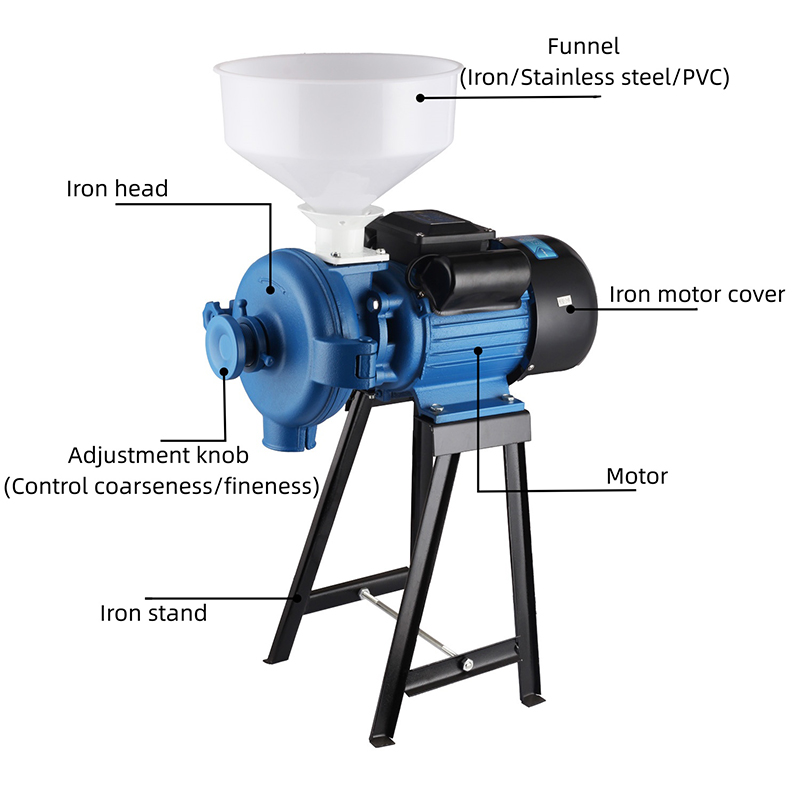 เครื่องเจียรเมล็ดพืชหัวเหล็กพร้อมแผ่นเจียรเหล็ก