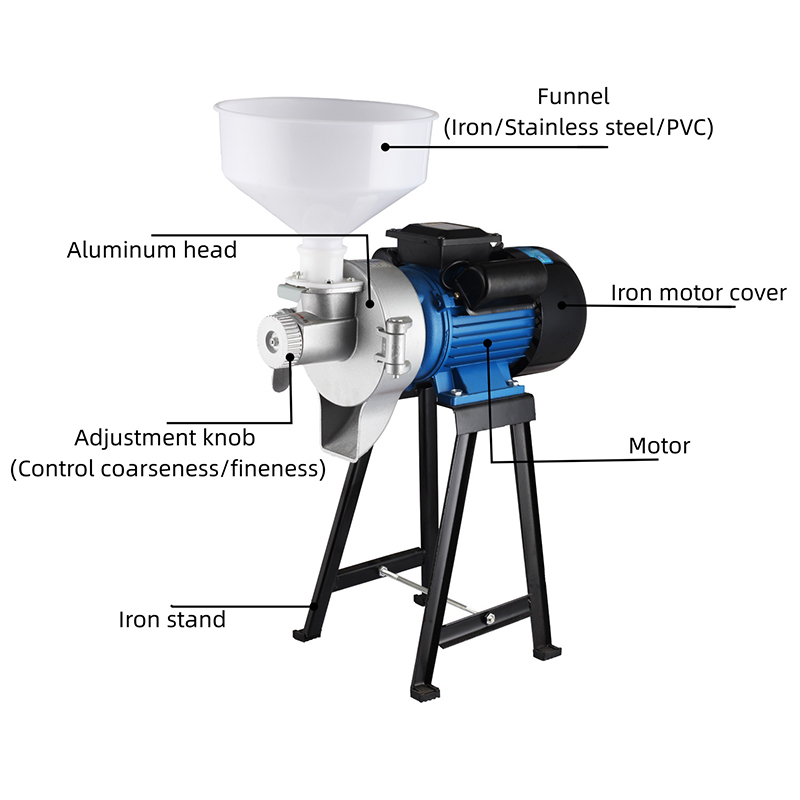 เครื่องบดเมล็ดพืชเหล็กพร้อมหัวอลูมิเนียมอัลลอยด์