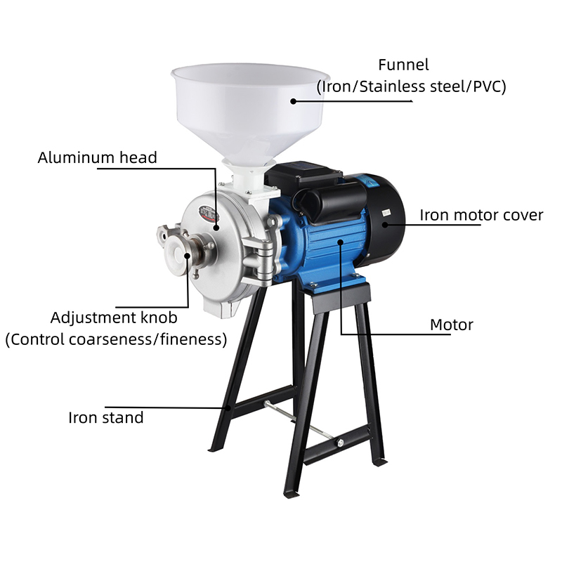 เครื่องเจียรเมล็ดข้าวหัวอลูมิเนียมพร้อมแผ่นเจียรเหล็ก